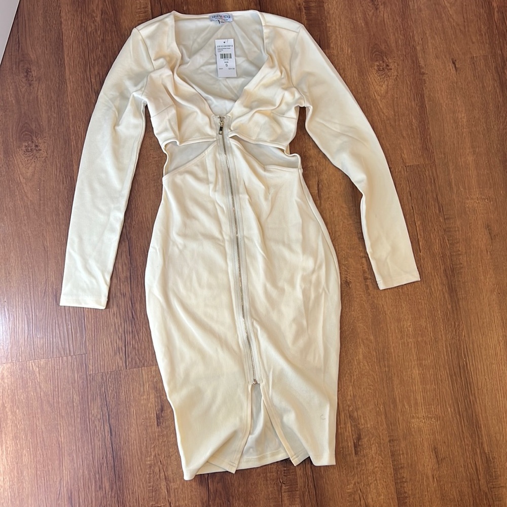 Long Sleeve Ribbed zip up dress size (small).